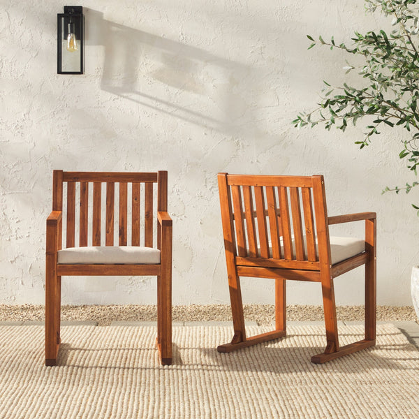 2-Piece Modern Solid Wood Slatted Outdoor Dining Chair Walker Edison 