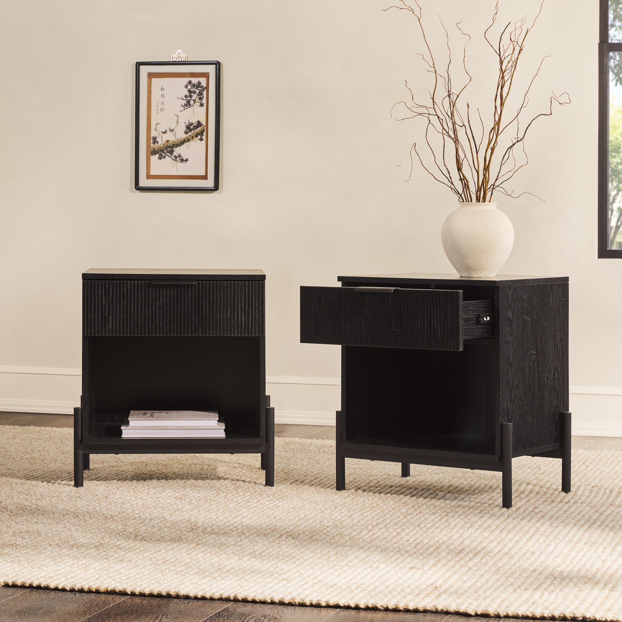 Trendy Reeded Nightstand - Scandinavian Nightstand & Dresser