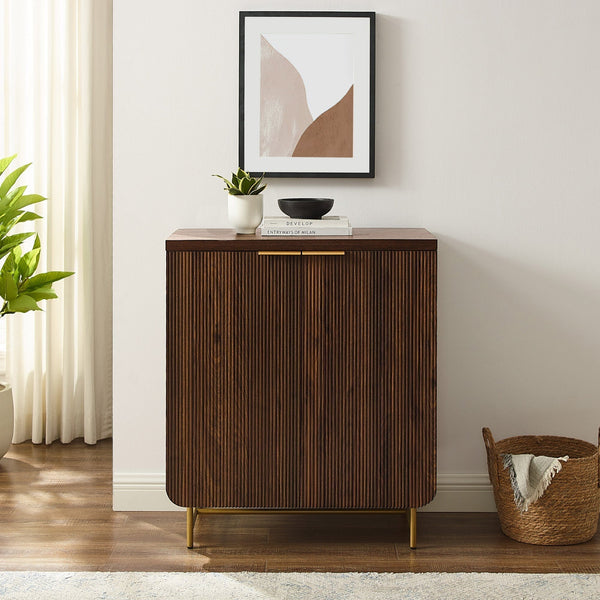 Reema Scandinavian Accent Cabinet Dining / Kitchen Walker Edison Dark Walnut/Gold 