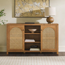 58" 4 Door Sideboard with Arched Rattan Panels Walker Edison 