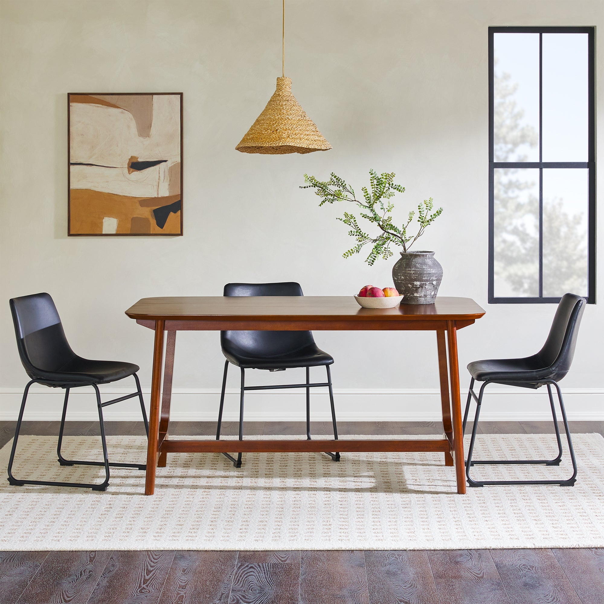 Mid-Century Sammen Dining Table with Trestle Base – Walker Edison