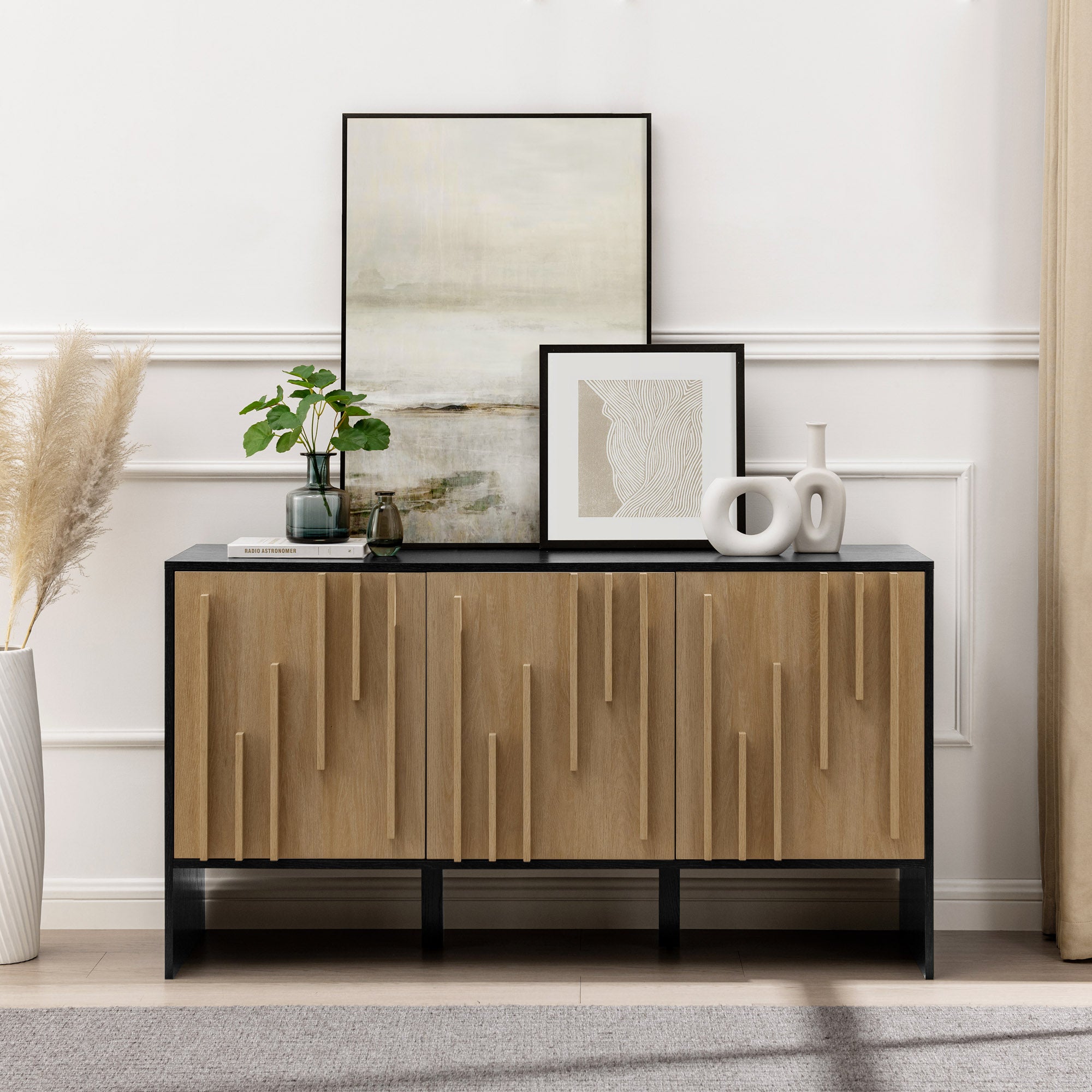 Contemporary Wood Detailed Door Sideboard