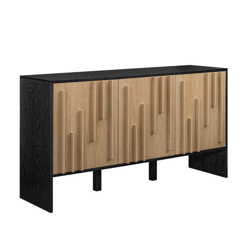 Contemporary Wood Detailed-Door Sideboard