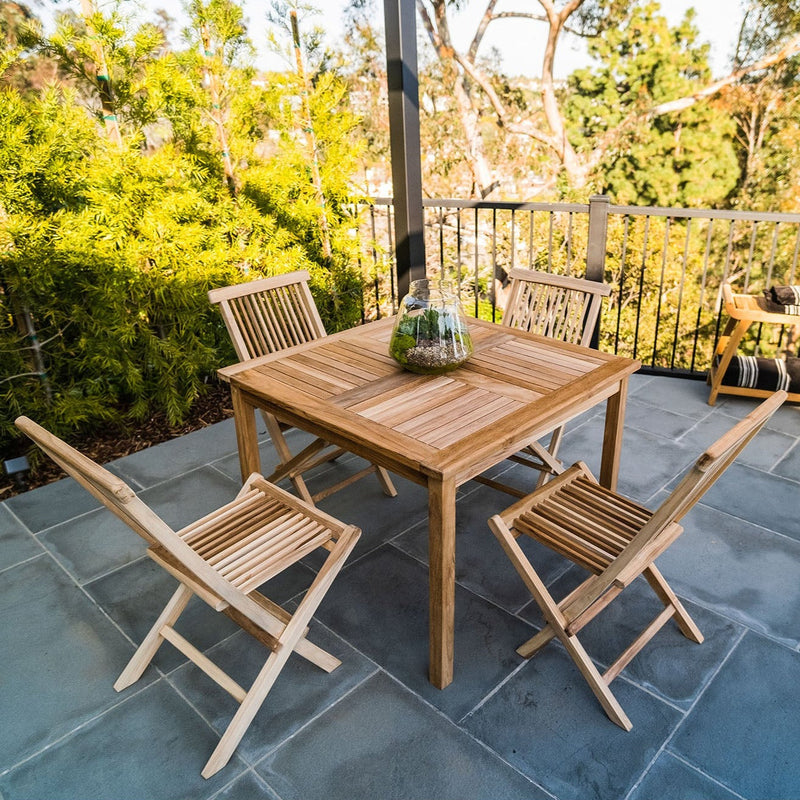NORDICTEAK - Telluride 4-Person Natural Teak Outdoor Square Dining Table 39"