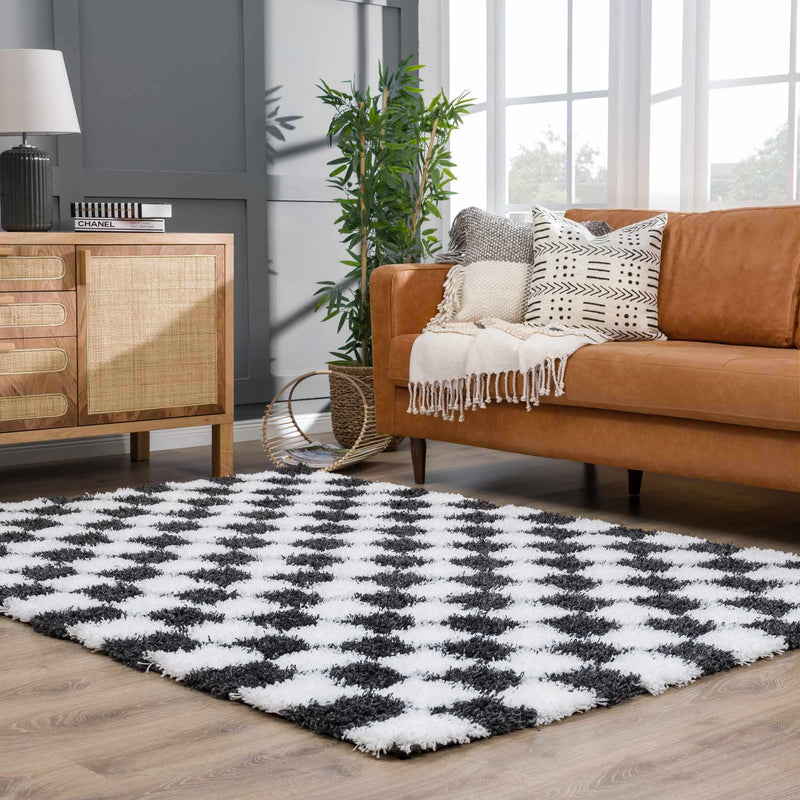 Boutique Rugs - Atira Black & White Checkered Area Rug Rugs Boutique Rugs 