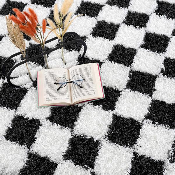 Boutique Rugs - Atira Black & White Checkered Area Rug Rugs Boutique Rugs 