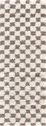 Boutique Rugs - Atira Brown Checkered Area Rug Rugs Boutique Rugs 2'7" x 7'3" Runner  Thumbnail