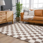 Boutique Rugs - Atira Brown Checkered Area Rug Rugs Boutique Rugs 5'3" x 7'3" Rectangle  Thumbnail