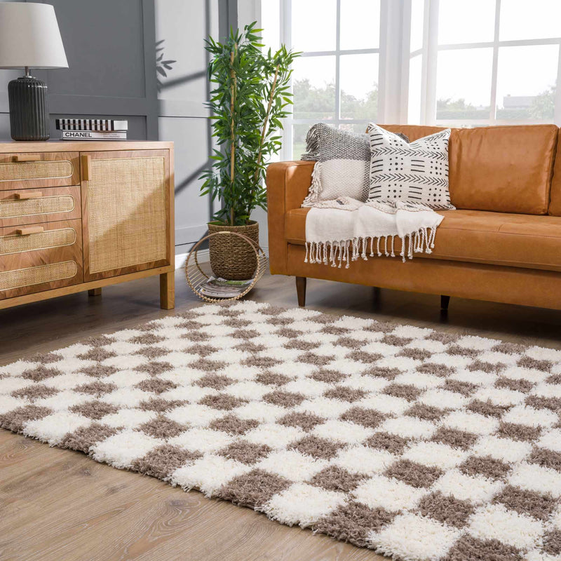 Boutique Rugs - Atira Brown Checkered Area Rug Rugs Boutique Rugs 5'3" x 7'3" Rectangle 