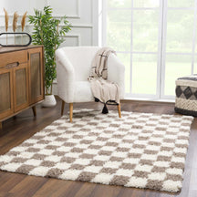 Boutique Rugs - Atira Brown Checkered Area Rug Rugs Boutique Rugs 