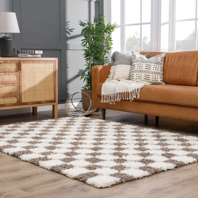 Boutique Rugs - Atira Brown Checkered Area Rug Rugs Boutique Rugs 