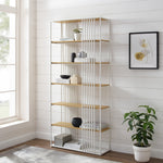 Vulcan 79" Minimalist Open Slat Bookshelf Home Office Walker Edison Coastal Oak/White  Thumbnail