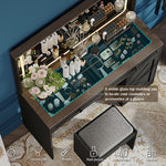 Walker Edison | Farmhouse Collection: Makeup Vanity Table with Large Mirror Thumbnail