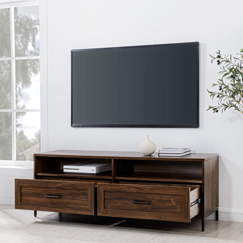 58" Contemporary 2-Drawer TV Console Living Room Walker Edison 