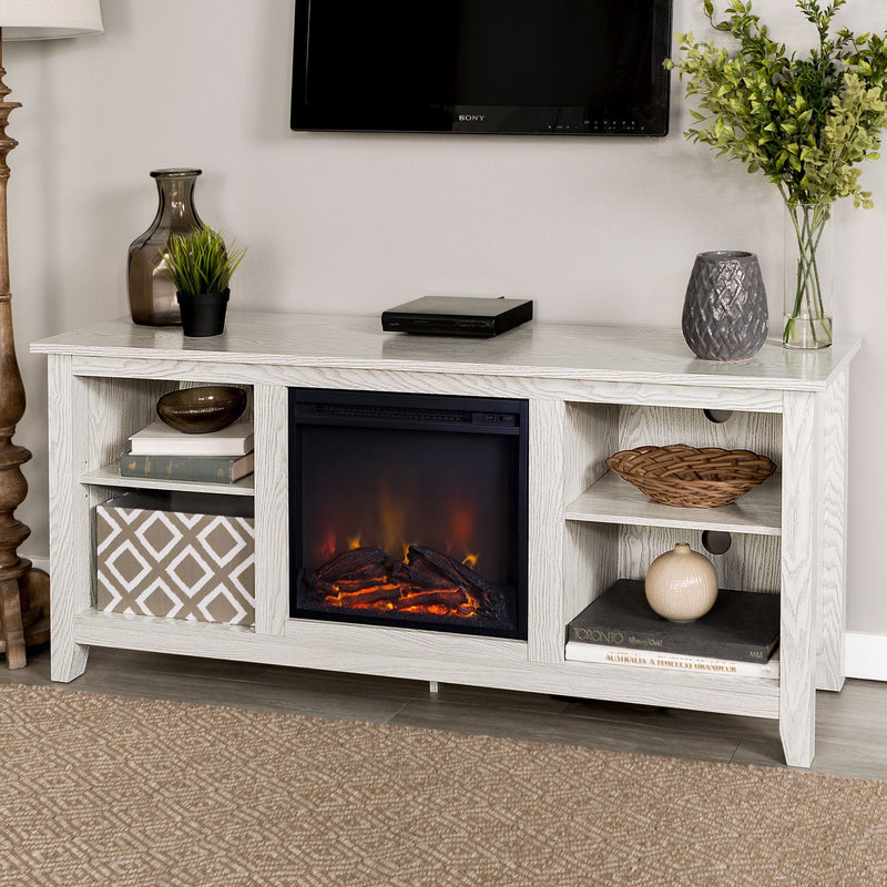 Essential Fireplace TV Stand Fireplace Walker Edison 58" White Wash 