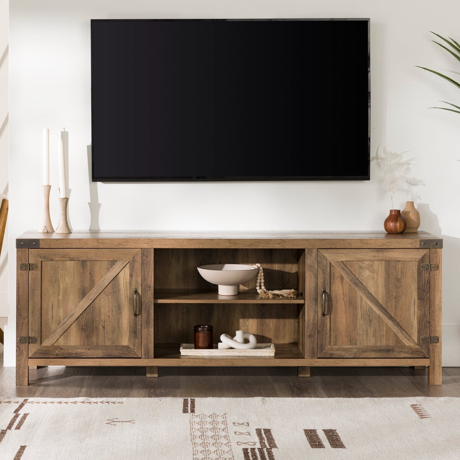 Rustic hot farmhouse barn door TV stand