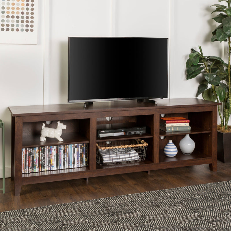 Essential TV Stand Entertainment Walker Edison 70" Traditional Brown 