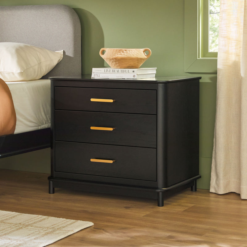 Annette Contemporary 3-Drawer Wood Nightstand