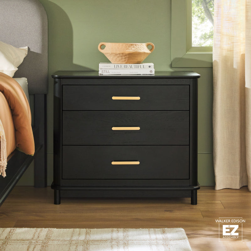 Annette Contemporary 3-Drawer Wood Nightstand