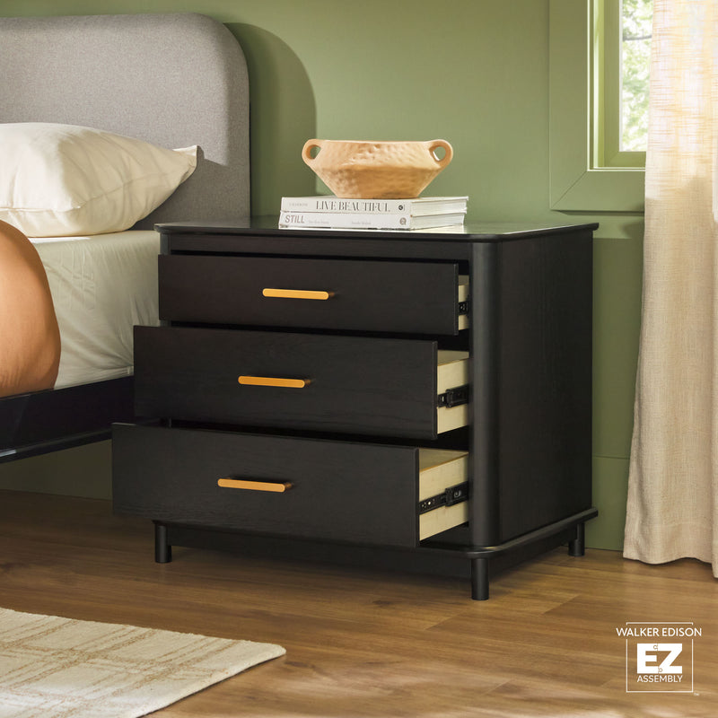 Annette Contemporary 3-Drawer Wood Nightstand