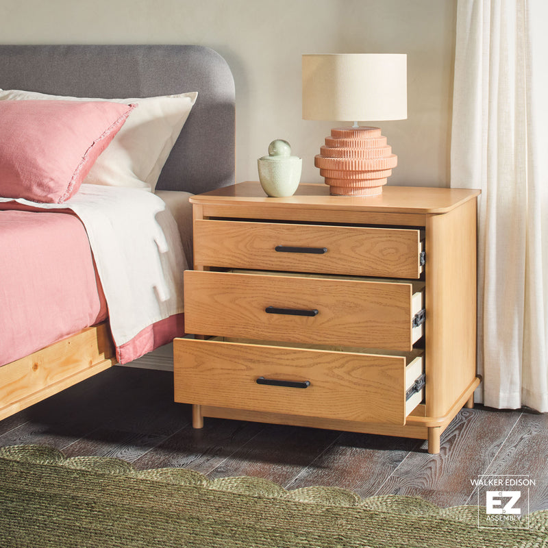 Annette Contemporary 3-Drawer Wood Nightstand