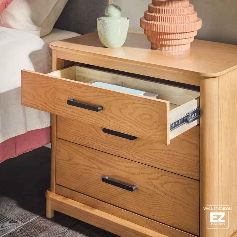 Annette Contemporary 3-Drawer Wood Nightstand