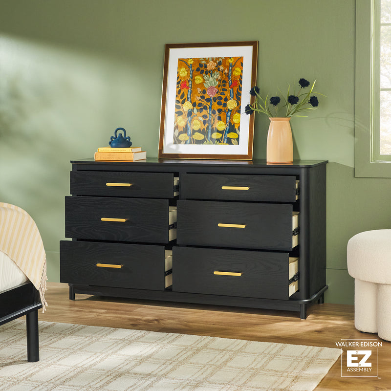 Annette Contemporary 6-Drawer Wood Dresser