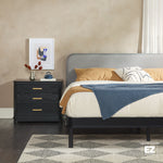 Annette Contemporary Upholstered Headboard Curved Bed Frame Thumbnail