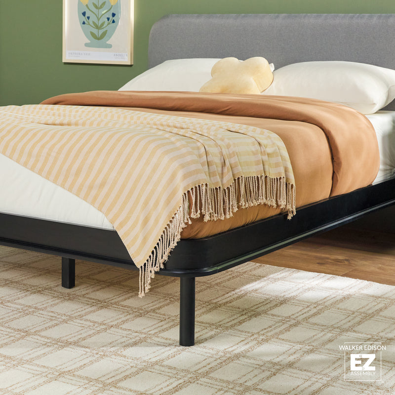 Annette Contemporary Upholstered Headboard Curved Bed Frame