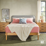 Annette Contemporary Upholstered Headboard Curved Bed Frame Thumbnail