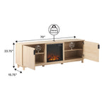 Reema Scandinavian 70" Modern Reeded TV Stand with Freestanding Electric Fireplace Thumbnail