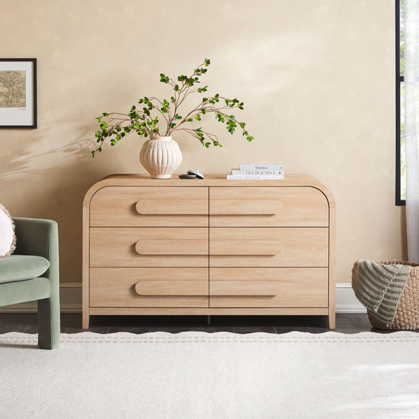 Chantelle Modern Curved 6-Drawer Dresser