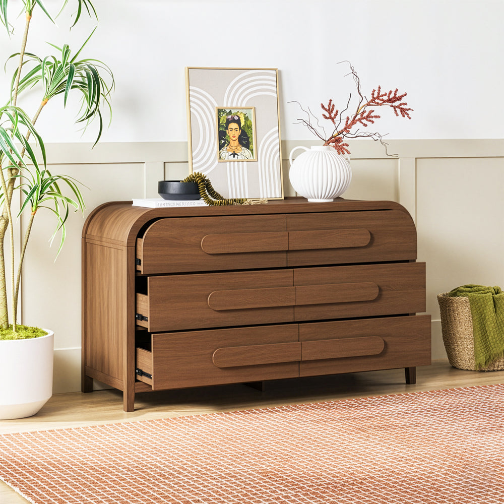 modern curved dresser Chantelle Modern Curved 6-Drawer Dresser