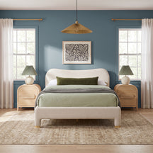 Chantelle Modern Curved Boucle Upholstered Bedframe