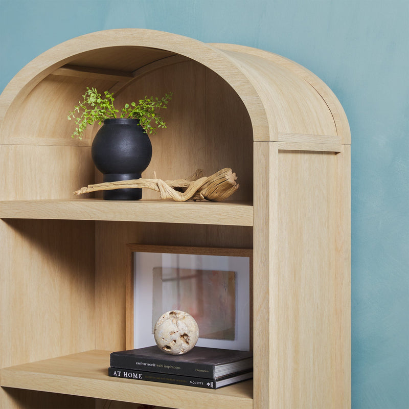 Chantelle Modern Arched Bookshelf with Open Shelves Living Room Walker Edison 