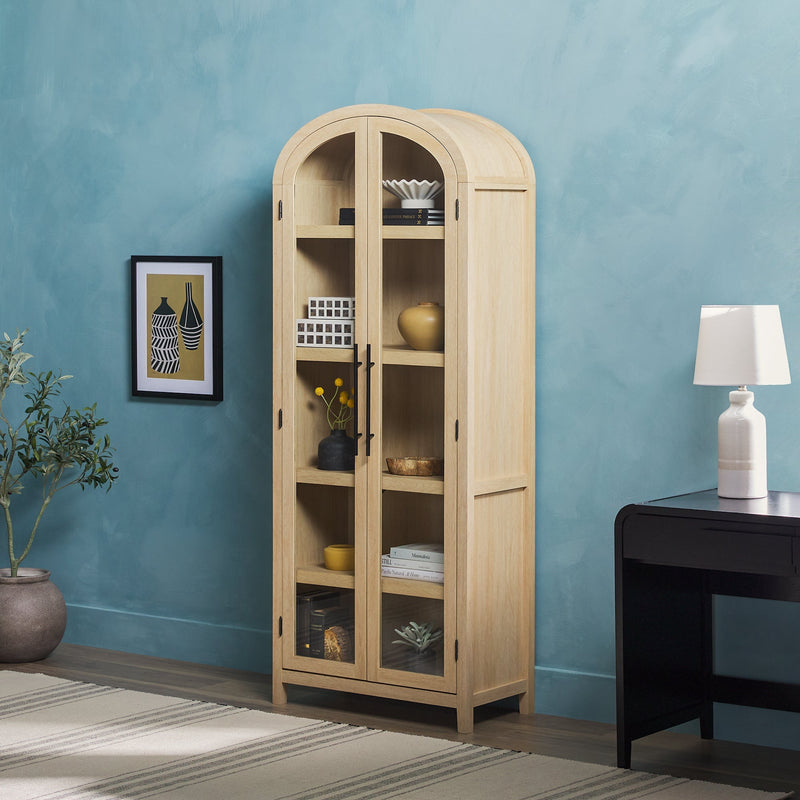 Chantelle Modern Arched Bookshelf with Glass Doors