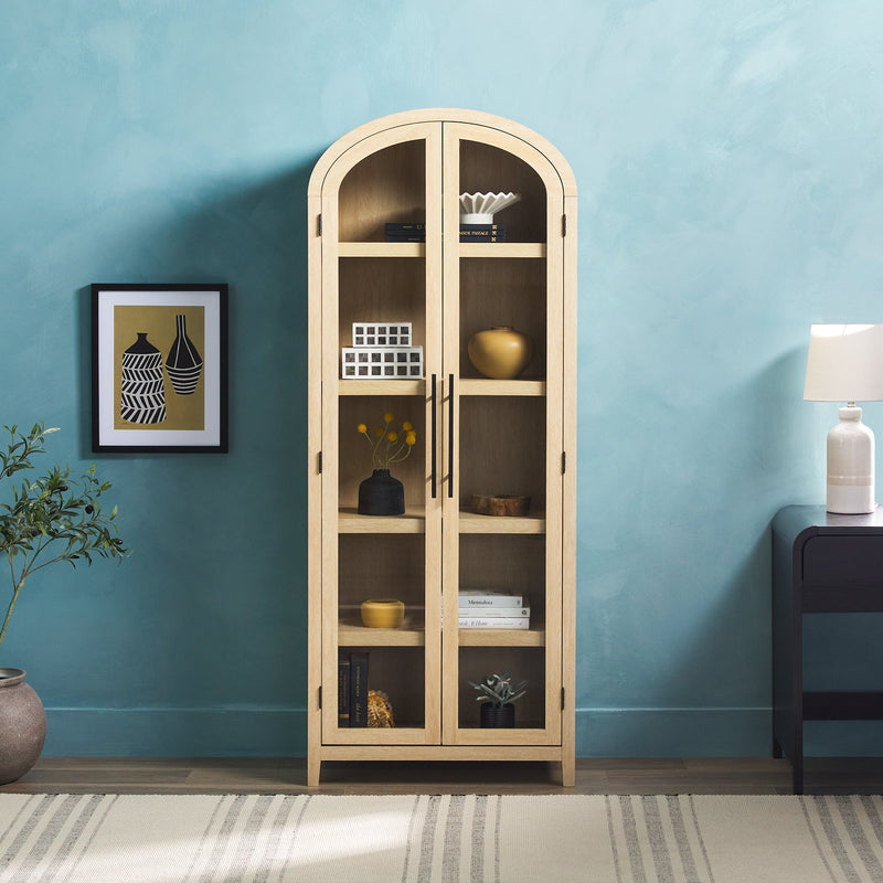 Chantelle Modern Arched Bookshelf with Glass Doors
