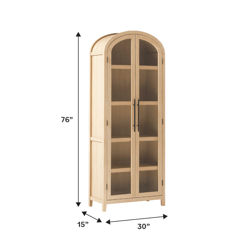 Chantelle Modern Arched Bookshelf with Glass Doors