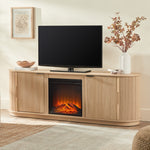 Chloe Modern Scandinavian Reeded Fireplace TV Stand in 2 sizes Thumbnail