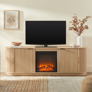 Chloe Modern Scandinavian Reeded Fireplace TV Stand in 2 sizes