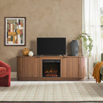 Chloe Modern Scandinavian Reeded Fireplace TV Stand in 2 sizes Thumbnail