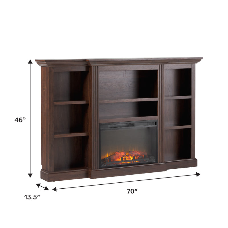 Cullen 70" Traditional Electric Fireplace with Mantel and Shelves