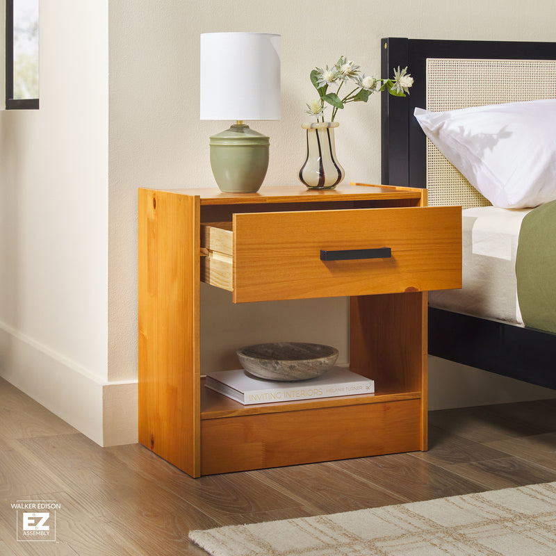 Declan 1-Drawer Solid Wood Nightstand With Handles