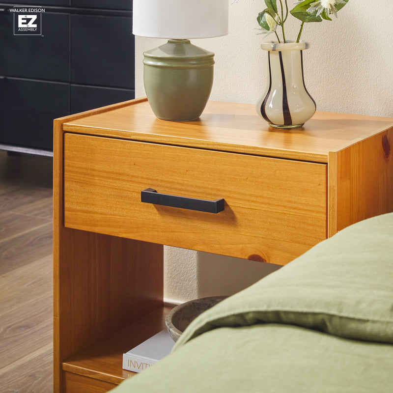 Declan 1-Drawer Solid Wood Nightstand With Handles