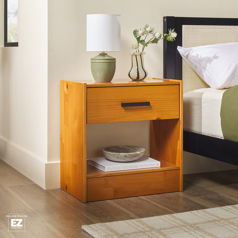 Declan 1-Drawer Solid Wood Nightstand With Handles