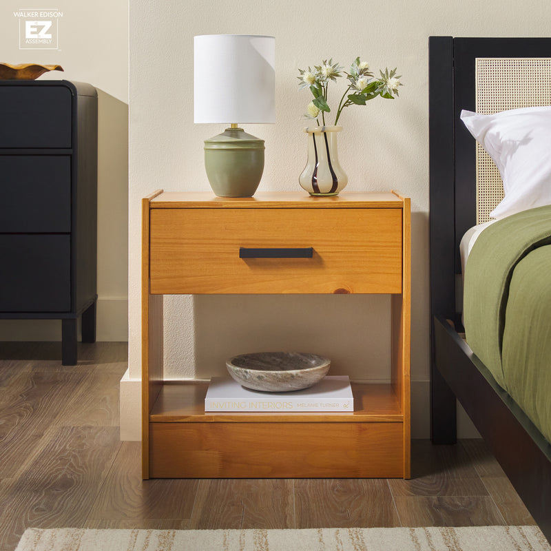 Declan 1-Drawer Solid Wood Nightstand With Handles