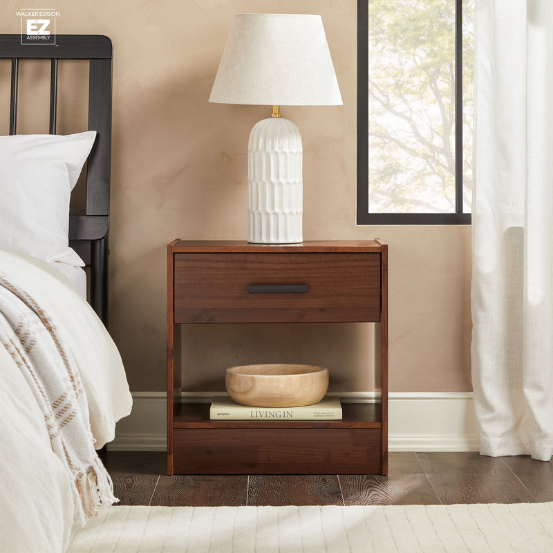 Declan 1-Drawer Solid Wood Nightstand With Handles