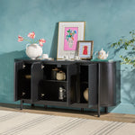 Ezra 70" Modern Curved Solid Wood Sideboard Cabinet Thumbnail