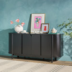 Ezra 70" Modern Curved Solid Wood Sideboard Cabinet Thumbnail