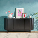 Ezra 70" Modern Curved Solid Wood Sideboard Cabinet Thumbnail